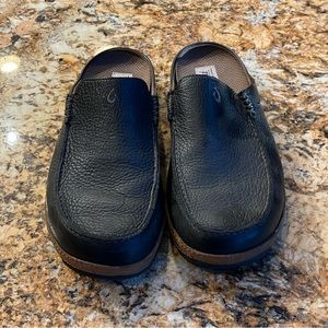 OluKai Men’s Slid On Dress Shoes, Leather, Black, Size M11